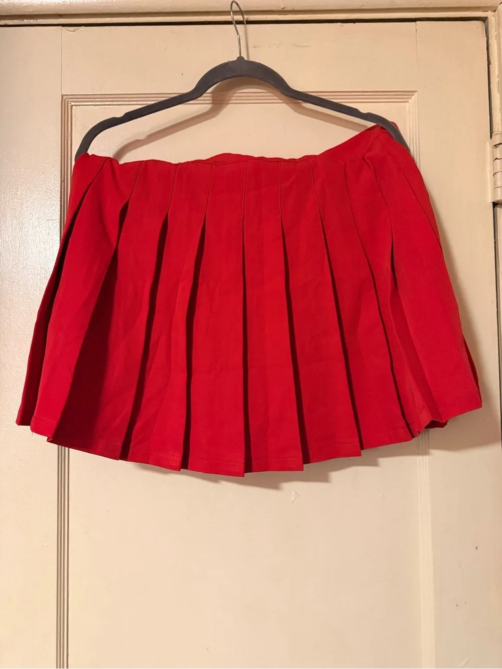Fashion Nova Red Pleated Blazer and Skirt Set